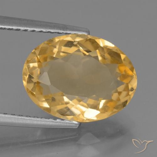 4.39ct 天然 ミディアムゴールド シトリン, 楕円形, VVS-VS