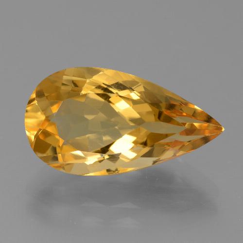 7.46カラットの天然ダークゴールデンシトリン（18.7×10.1 mm・洋梨の形）
