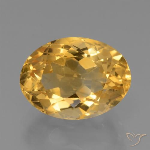 4.10ct 天然 濃いゴールデンオレンジ シトリン, 楕円形, VVS
