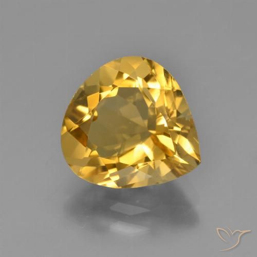 3.34ct 天然 濃いゴールド シトリン, 洋梨の形, VS