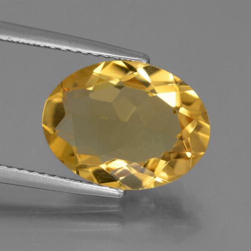 4.22カラットの天然ミディアムダークゴールデンシトリン（13.2×10 mm・オーバルカット）