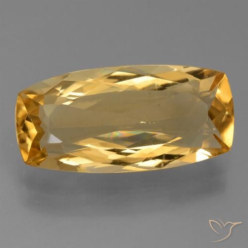 5.84カラットの天然濃いゴールデンオレンジシトリン（17.8×8.6 mm・クッションカット）