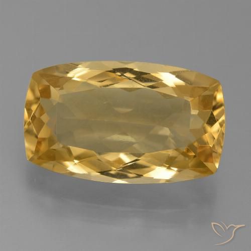 7.14ct 天然 濃いゴールデンオレンジ シトリン, クッション, VVS