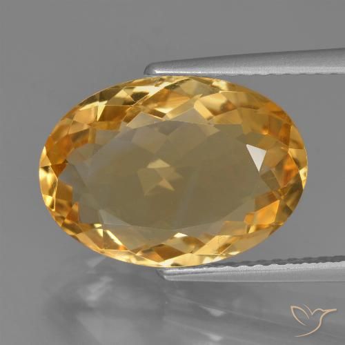 5.99ct 天然 濃いゴールデンオレンジ シトリン, 楕円形, VVS
