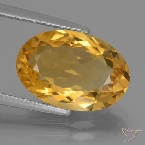 4.43ct 天然 濃いゴールデンオレンジ シトリン, 楕円形, VVS