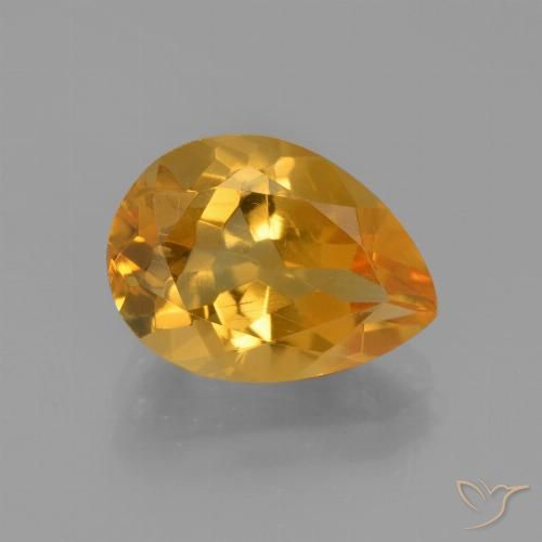3.24ct 天然 濃いオレンジゴールド シトリン, 洋梨の形, VVS-VS