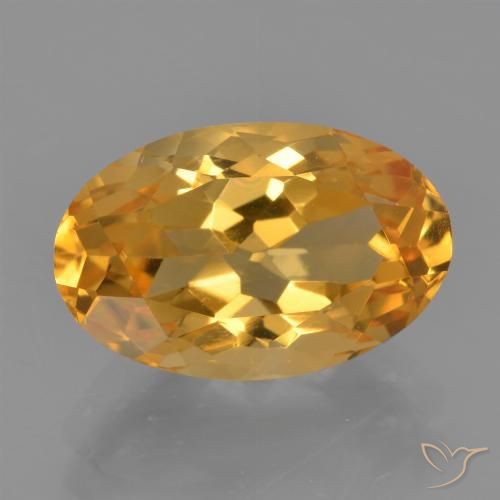 3.86カラットの天然濃いオレンジゴールドシトリン（12.5×8 mm・オーバルカット）