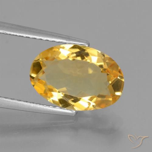 3.17ct 天然 ミディアム薄いゴールデン シトリン, 楕円形, VVS