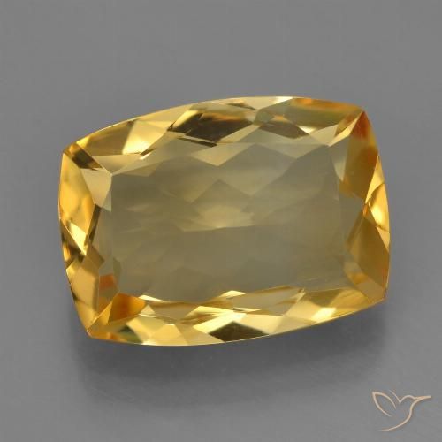 4.46ct 天然 濃いゴールデンオレンジ シトリン, クッション, VVS-VS
