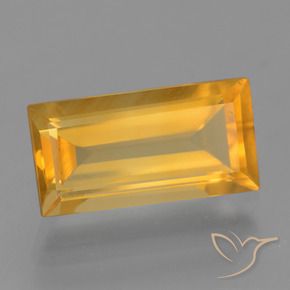 3.92カラットの天然オレンジゴールドシトリン、バゲット、VS