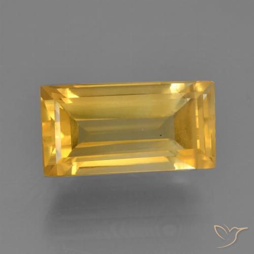 3.68ct 天然 ミディアムゴールデン シトリン, バゲット, VS