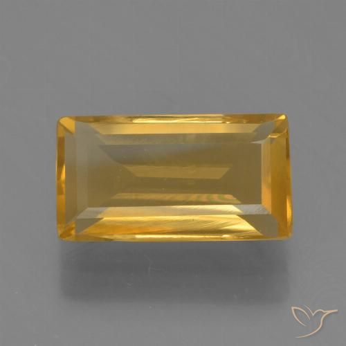 1.60ct 天然 ミディアムダークゴールデン シトリン, バゲット, VVS-VS