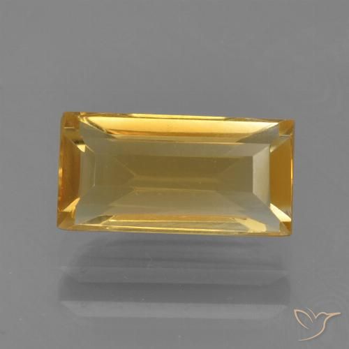 1.69ct 天然 ミディアムダークゴールデン シトリン, バゲット, VVS-VS