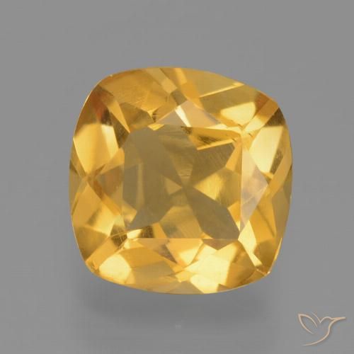 1.75ct 天然 濃いゴールデンオレンジ シトリン, クッション, VS