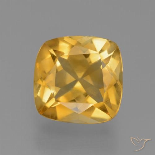 1.53ct 天然 濃いゴールデンオレンジ シトリン, クッション, VS