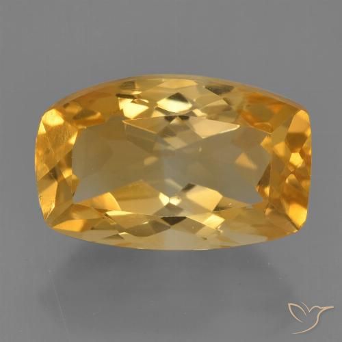 4.43ct 天然 ミディアムダークゴールデン シトリン, クッション, VVS-VS