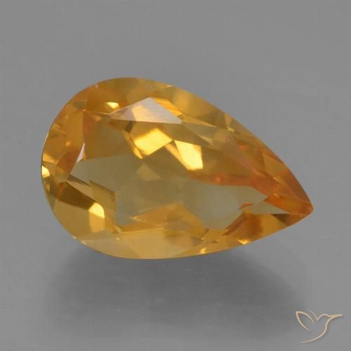 2.42ct 天然 濃いオレンジゴールド シトリン, 洋梨の形, VS
