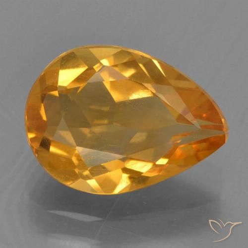 2.02ct 天然 ミディアムオレンジ シトリン, 洋梨の形, VS