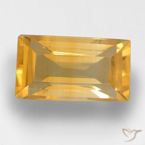 3.45ct 天然 明るいゴールド シトリン, バゲット, VS