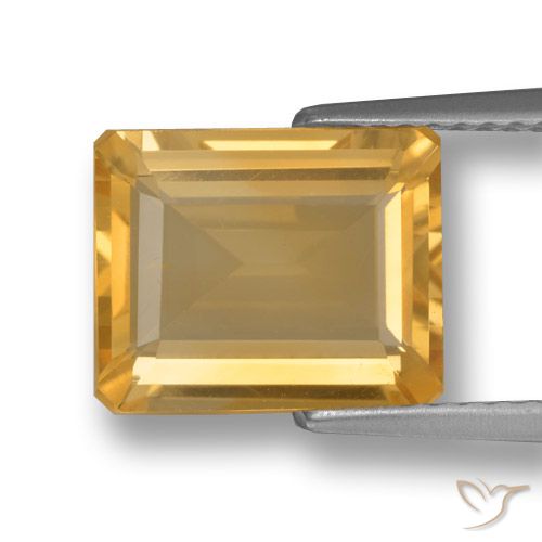 3.20ct 天然 薄いオレンジゴールド シトリン, エメラルドカット, VVS-VS