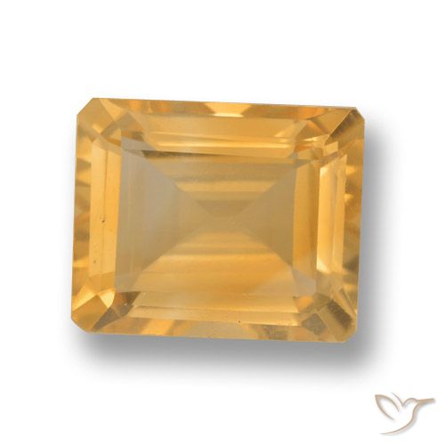 4.21ct 天然 薄いオレンジゴールド シトリン, エメラルドカット, VVS-VS