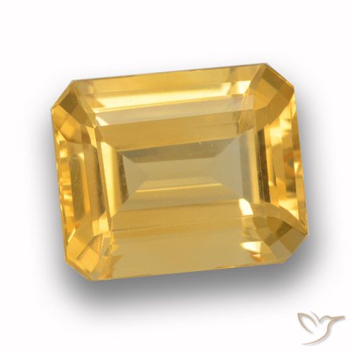 4.06ct 天然 ゴールド シトリン, エメラルドカット, VVS-VS
