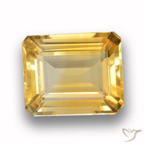 3.99ct 天然 ミディアムゴールド シトリン, エメラルドカット, VVS