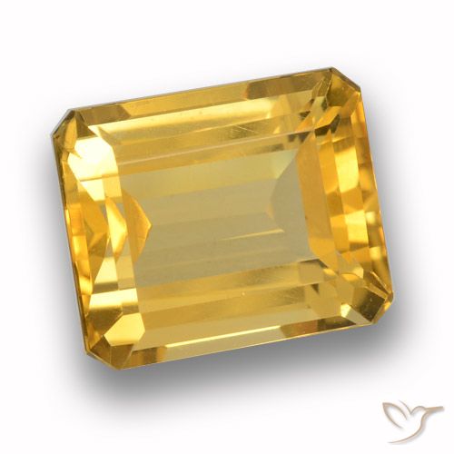 4.66ct 天然 ミディアムゴールド シトリン, エメラルドカット, VVS-VS
