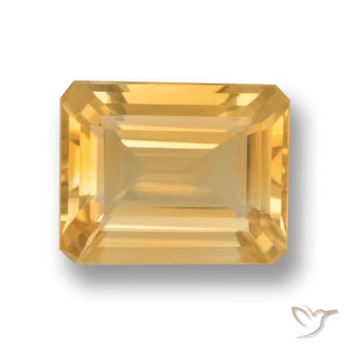 3.80ct 天然 ゴールド シトリン, エメラルドカット, VVS-VS