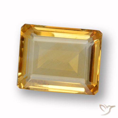 3.88ct 天然 ミディアム薄いオレンジゴールド シトリン, エメラルドカット, VVS-VS