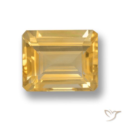 4.20ct 天然 ミディアムゴールド シトリン, エメラルドカット, VVS