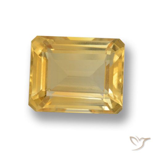 4.32ct 天然 ミディアムゴールド シトリン, エメラルドカット, VVS
