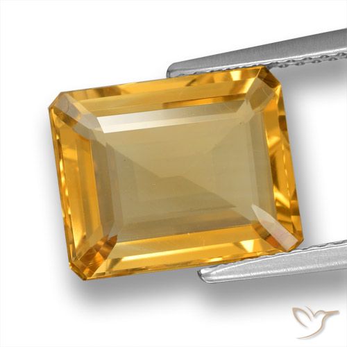 5.18ct 天然 ミディアム薄いオレンジゴールド シトリン, 八角形
