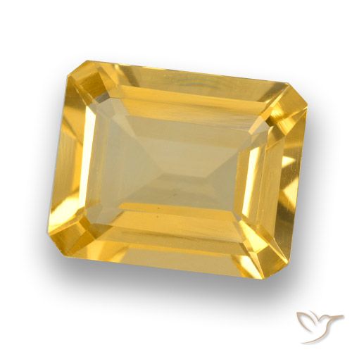 3.61ct 天然 ミディアムゴールド シトリン, エメラルドカット, VVS
