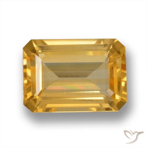 6.42ct 天然 ゴールド シトリン, エメラルドカット, VVS