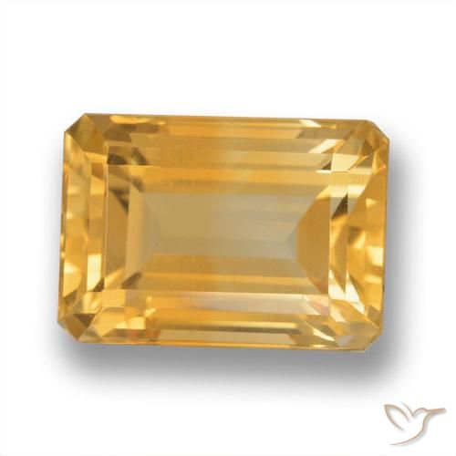 8.79ct 天然 ミディアム薄いオレンジゴールド シトリン, エメラルドカット, VVS-VS