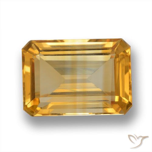6.37ct 天然 ミディアム薄いオレンジゴールド シトリン, エメラルドカット, VVS-VS