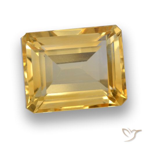4.34ct 天然 ミディアムダークゴールデン シトリン, エメラルドカット, VVS-VS