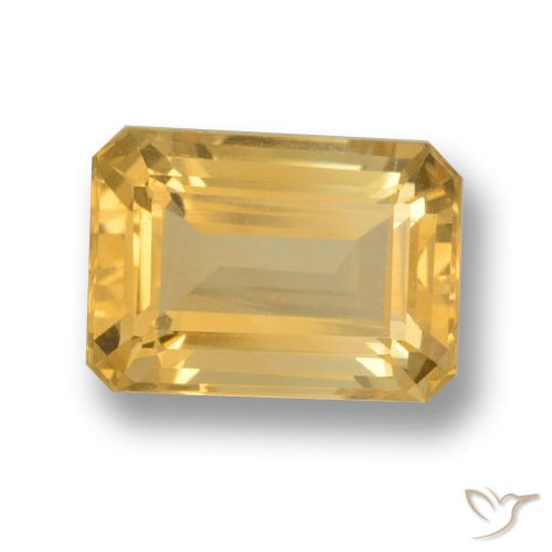 7.25ct 天然 ミディアムゴールド シトリン, エメラルドカット, VVS-VS