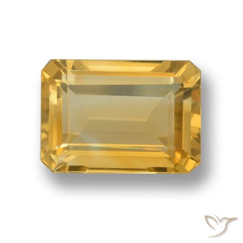 6.64ct 天然 ゴールド シトリン, エメラルドカット, VVS-VS
