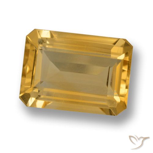 6.79ct 天然 ダークゴールデン シトリン, エメラルドカット, VVS-VS