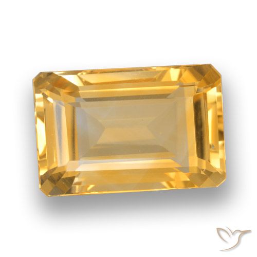 4.50ct 天然 濃いゴールデンオレンジ シトリン, エメラルドカット, VVS