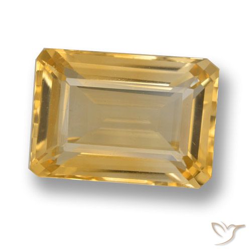 6.91ct 天然 ゴールドオレンジ シトリン, エメラルドカット, VVS