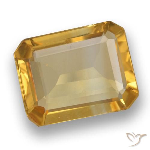 2.96ct 天然 濃いゴールデンオレンジ シトリン, エメラルドカット, VVS-VS