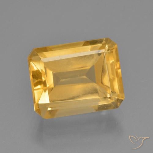 4.58ct 天然 ミディアムゴールド シトリン, エメラルドカット, VS