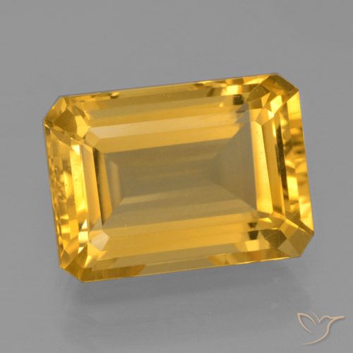 7.44ct 天然 ダークゴールデン シトリン, エメラルドカット, VVS-VS