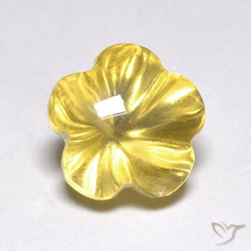 2.38ct 天然 ミディアムイエロー シトリン, フラワーカット, 透明