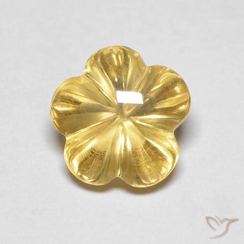 2.11ct 天然 深い黄色 シトリン, フラワーカット, 透明