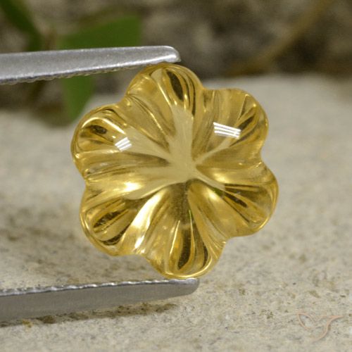 3.48ct 天然 深い黄色 シトリン, フラワーカット, 透明
