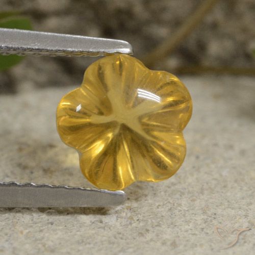 1.61ct 天然 ハニーイエロー シトリン, フラワーカット, 透明